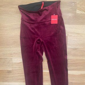 Spanx Velvet Leggings in Wine (Red)